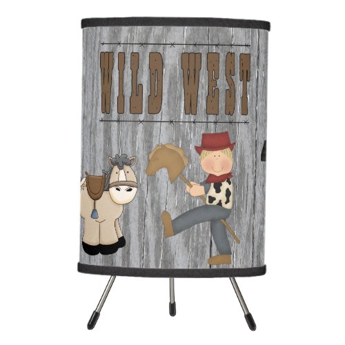 Wild West Blonde Haired Cowboy Horse Wagon Jail Tripod Lamp