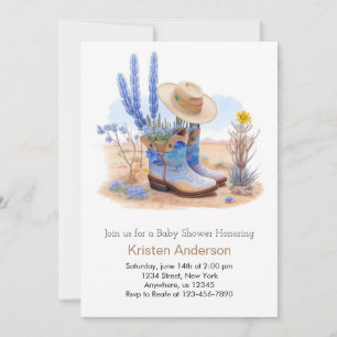 Wild West Boots and Hat Baby Shower Invitation