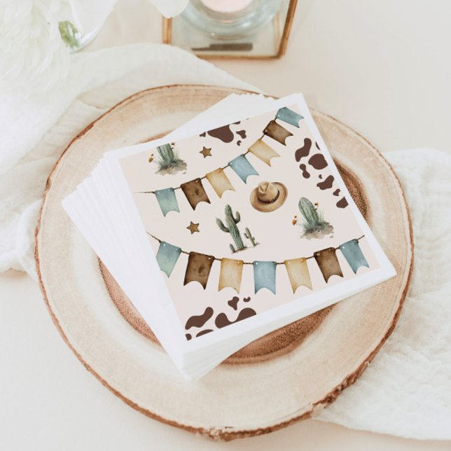 Wild West Boy First Rodeo 1st birthday party Napkins (Creator Uploaded)