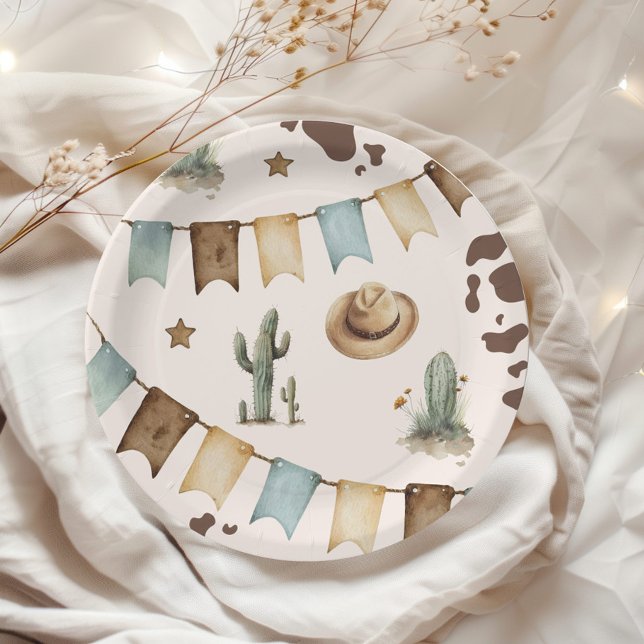Wild West Boy First Rodeo 1st birthday party Paper Plates (Creator Uploaded)