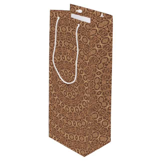 Wild West Brown Rope Kaleidoscope Wine Gift Bag (Front Angled)