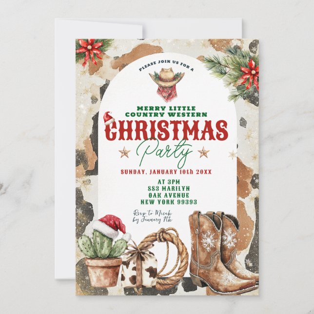 Wild West Country Western Christmas Party Invitation (Front)