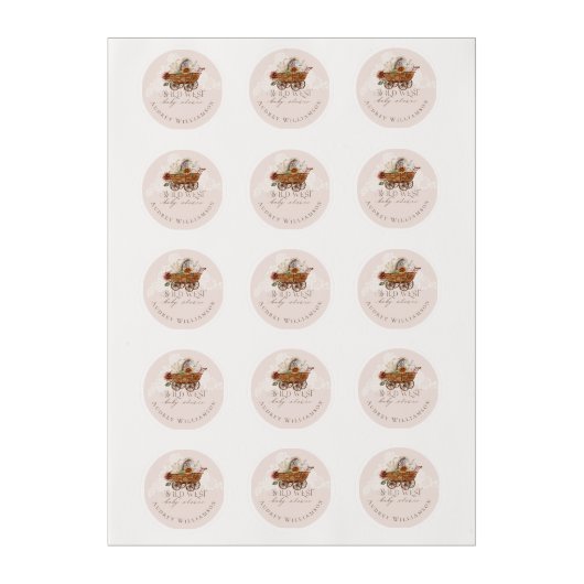 Wild West Country Western Floral Wagon Baby Shower Edible Frosting Rounds (Sheet)