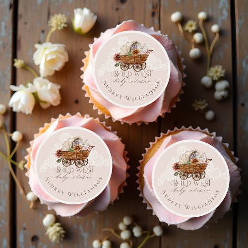 Wild West Country Western Floral Wagon Baby Shower Edible Frosting Rounds