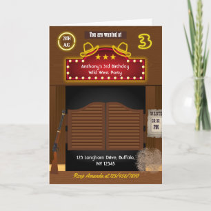 Wild West Cowboy 3rd Birthday Party Photo Invitation