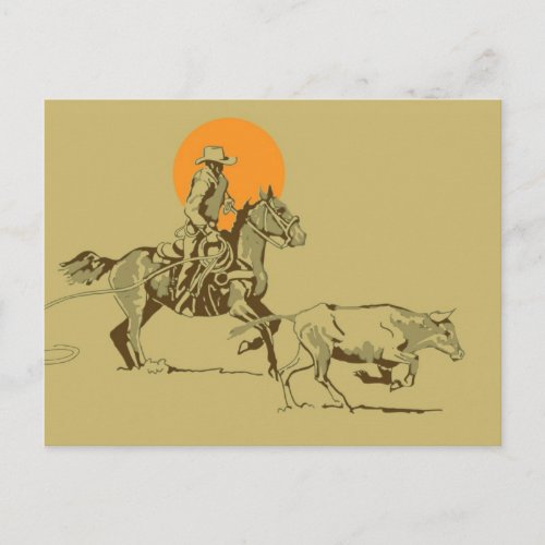 Wild West Cowboy at work Postcard