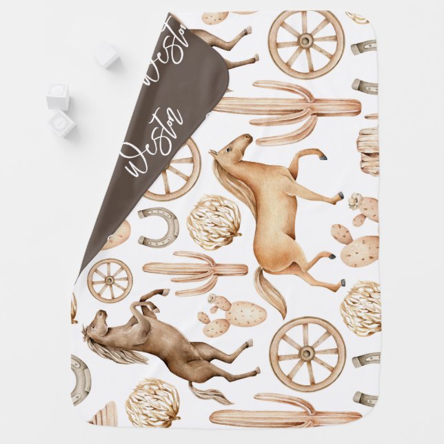 Wild West Cowboy Baby Name Blanket (In Situ)