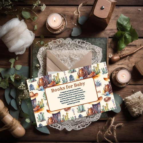 Wild West Cowboy Baby Shower Books for Baby Enclosure Card