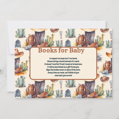 Wild West Cowboy Baby Shower Books for Baby Invitation
