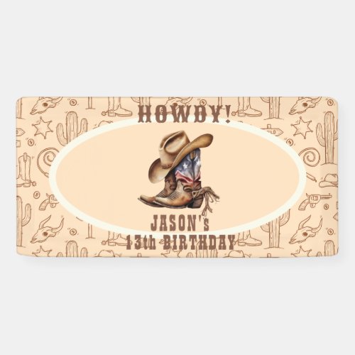 Wild west cowboy birthday banner