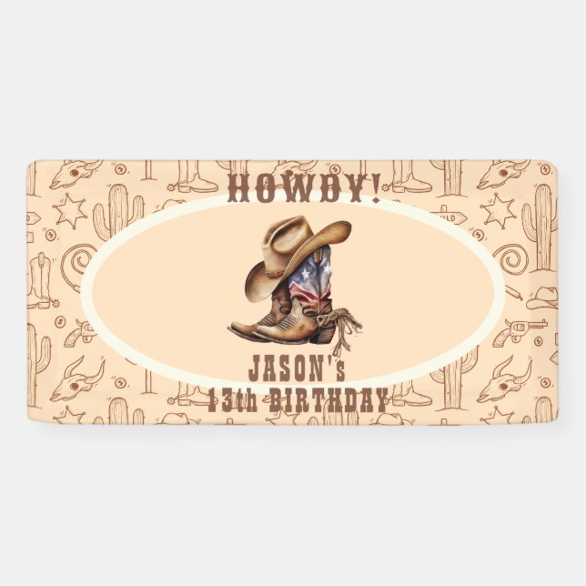 Wild west cowboy birthday banner (Horizontal)