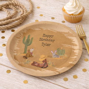 Wild West Cowboy Birthday Desert Party Paper Plates