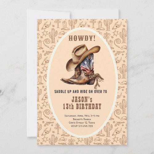 Wild west cowboy birthday invitation