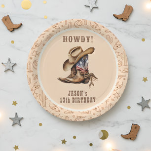Wild west cowboy birthday paper plates