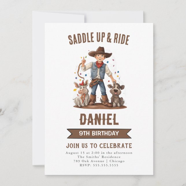 Wild West Cowboy Birthday Party  Invitation (Front)