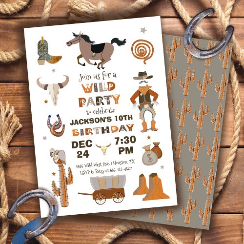 Wild West Cowboy Birthday Party Invitation