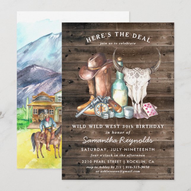 Wild West Cowboy Birthday Party Invitation (Front/Back)