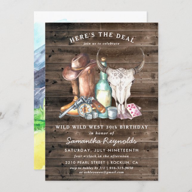 Wild West Cowboy Birthday Party Invitation (Front/Back)