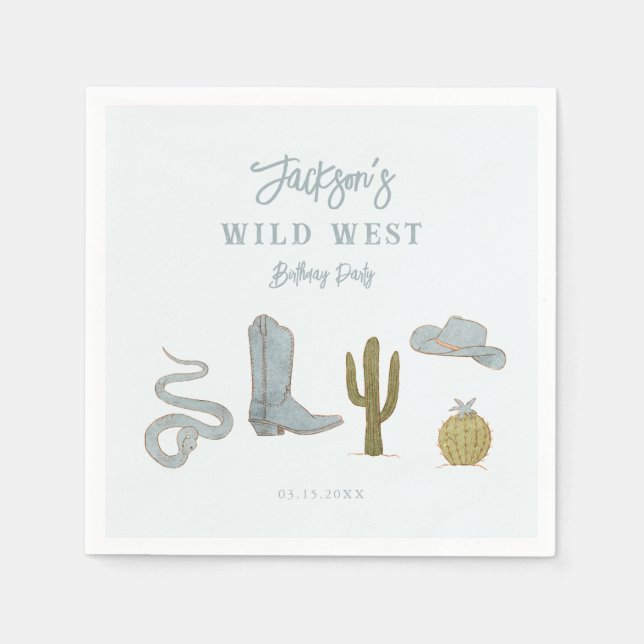 Wild West Cowboy Birthday Party Napkins (Front)