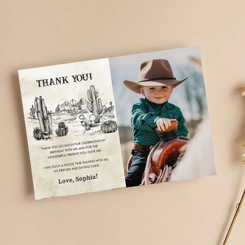 Wild West Cowboy Birthday Party Photo Thank You Card
