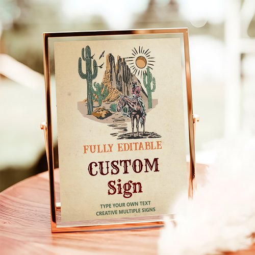 Wild West Cowboy Birthday Party Table Sign