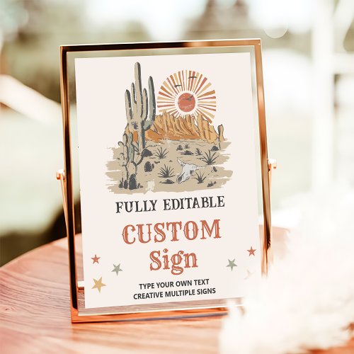 Wild West Cowboy Birthday Party Table Sign