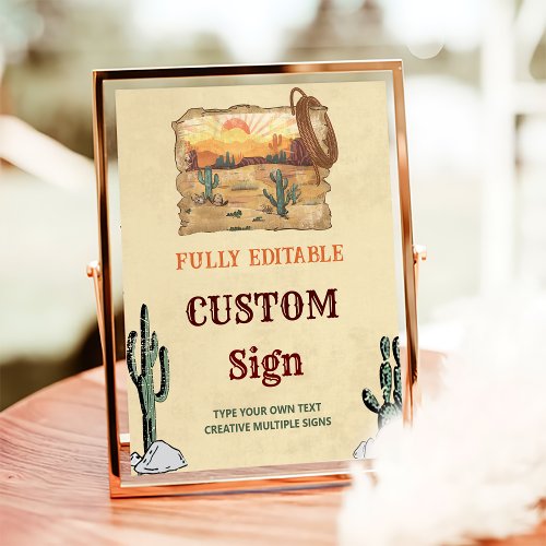 Wild West Cowboy Birthday Party Table Sign