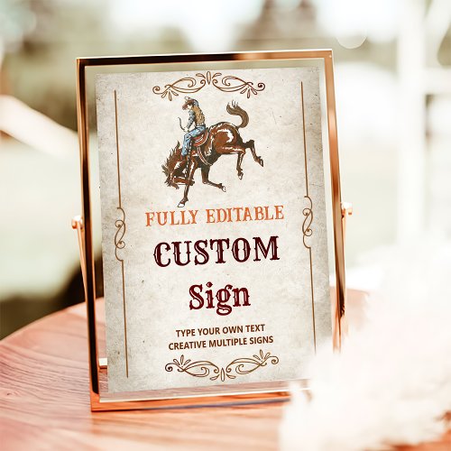 Wild West Cowboy Birthday Party Table Sign