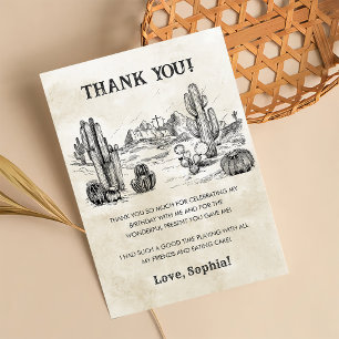Wild West Cowboy Birthday Party Thank You Card