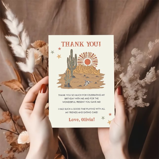 Wild West Cowboy Birthday Party Thank You Card (Creator Uploaded)
