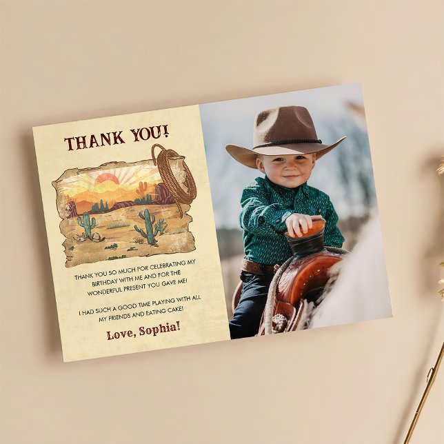 Wild West Cowboy Birthday Party Thank You Card (Creator Uploaded)