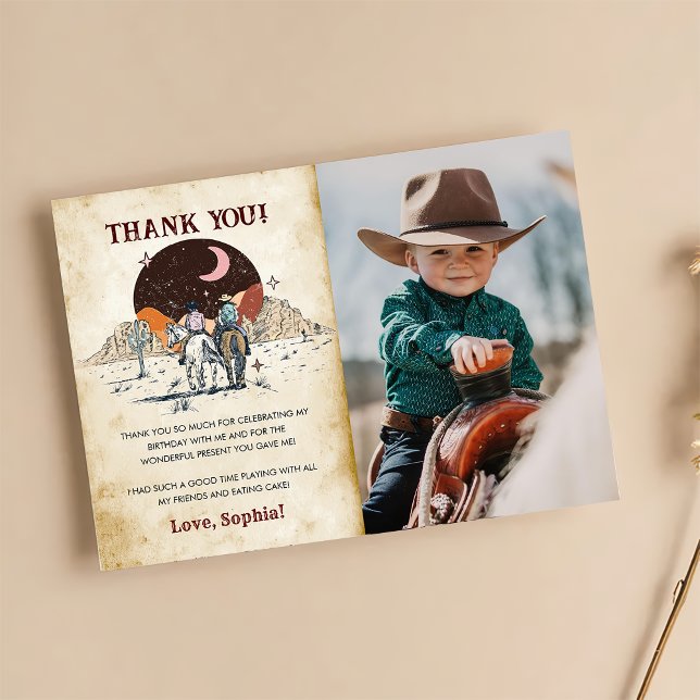 Wild West Cowboy Birthday Party Thank You Card (Creator Uploaded)