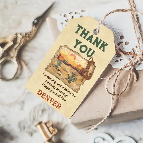 Wild West Cowboy Birthday Party Thank You Favor Gi Gift Tags