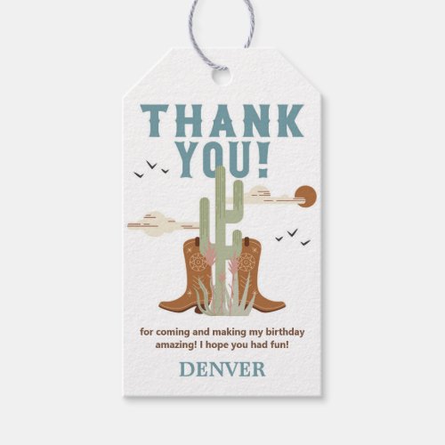 Wild West Cowboy Birthday Party Thank You Favor Gift Tags