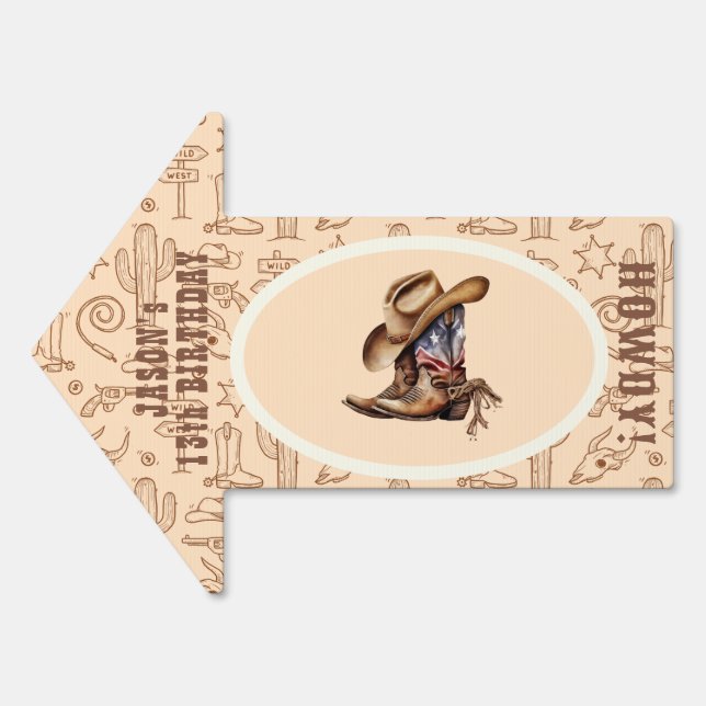 Wild west cowboy birthday sign (Front)
