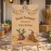 Wild West Cowboy Birthday Welcome Sign
