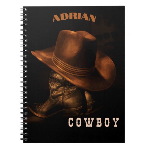 wild west cowboy boot hat personalized notebook