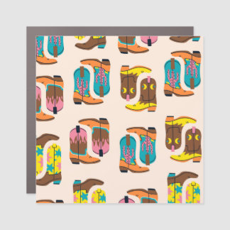 Wild West Cowboy Boots: Fashion Concept Pattern Car Magnet