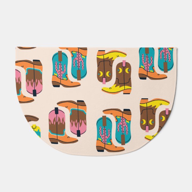 Wild West Cowboy Boots: Fashion Concept Pattern Doormat (Front)