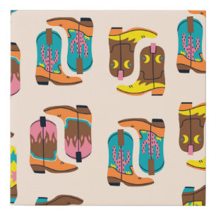 Wild West Cowboy Boots: Fashion Concept Pattern Faux Canvas Print