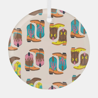 Wild West Cowboy Boots: Fashion Concept Pattern Glass Ornament