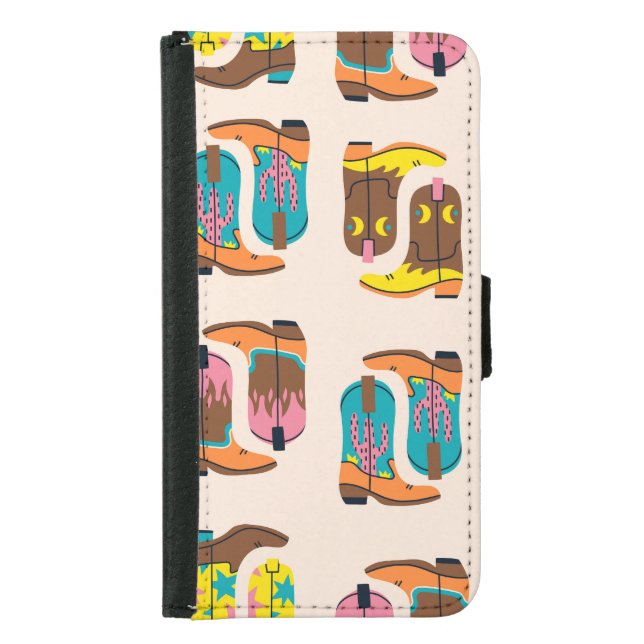 Wild West Cowboy Boots: Fashion Concept Pattern Samsung Galaxy Wallet Case (Front)