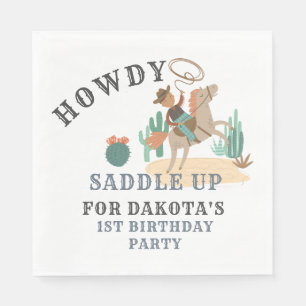 Wild West Cowboy Boy 1st Birthday Napkins