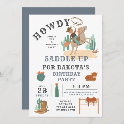 Wild West Cowboy Boy Birthday Invitation