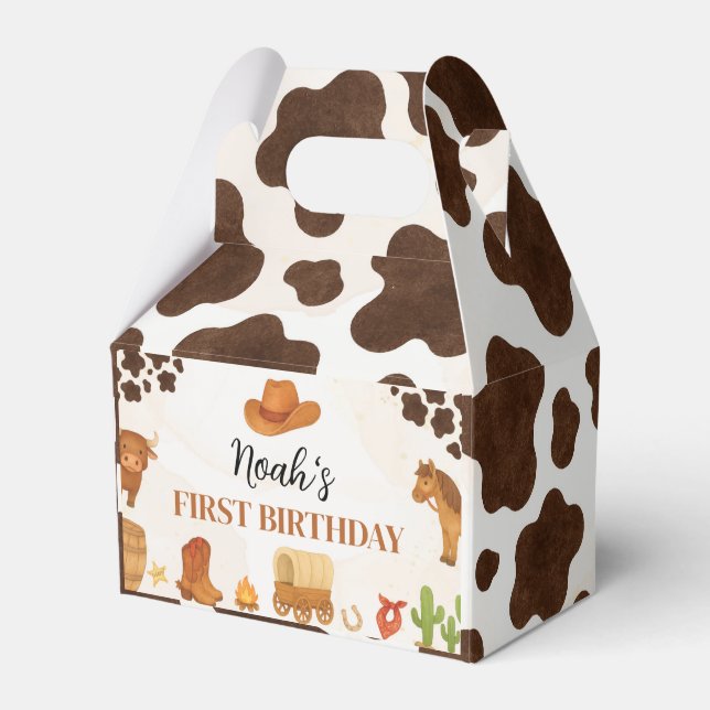 Wild West Cowboy Country Western Birthday Favor Boxes (Front Side)