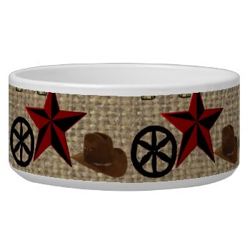 Wild West Cowboy Country Western On Burlap Pattern Bowl by PrettyPatternsGifts at Zazzle