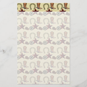 Wild West Cowboy Country Western on Burlap Print Stationery