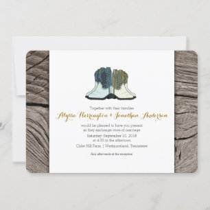 Wild West Cowboy Cowgirl Boots Wedding Invitation