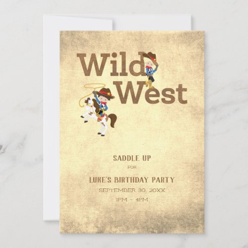 Wild West Cowboy Cowgirl Childs Birthday  Invitation