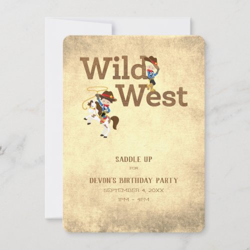 Wild West Cowboy Cowgirl Custom Childs Birthday  Invitation